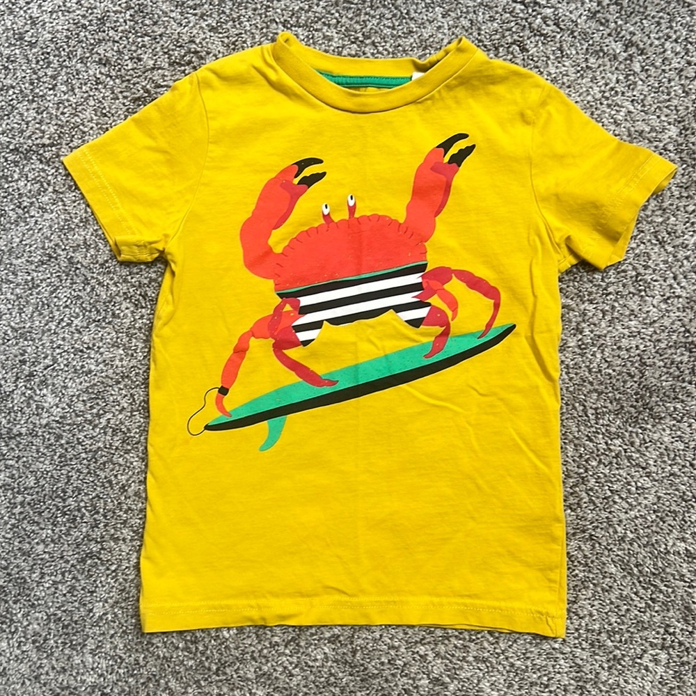 Mini Boden yellow shirt with crab.